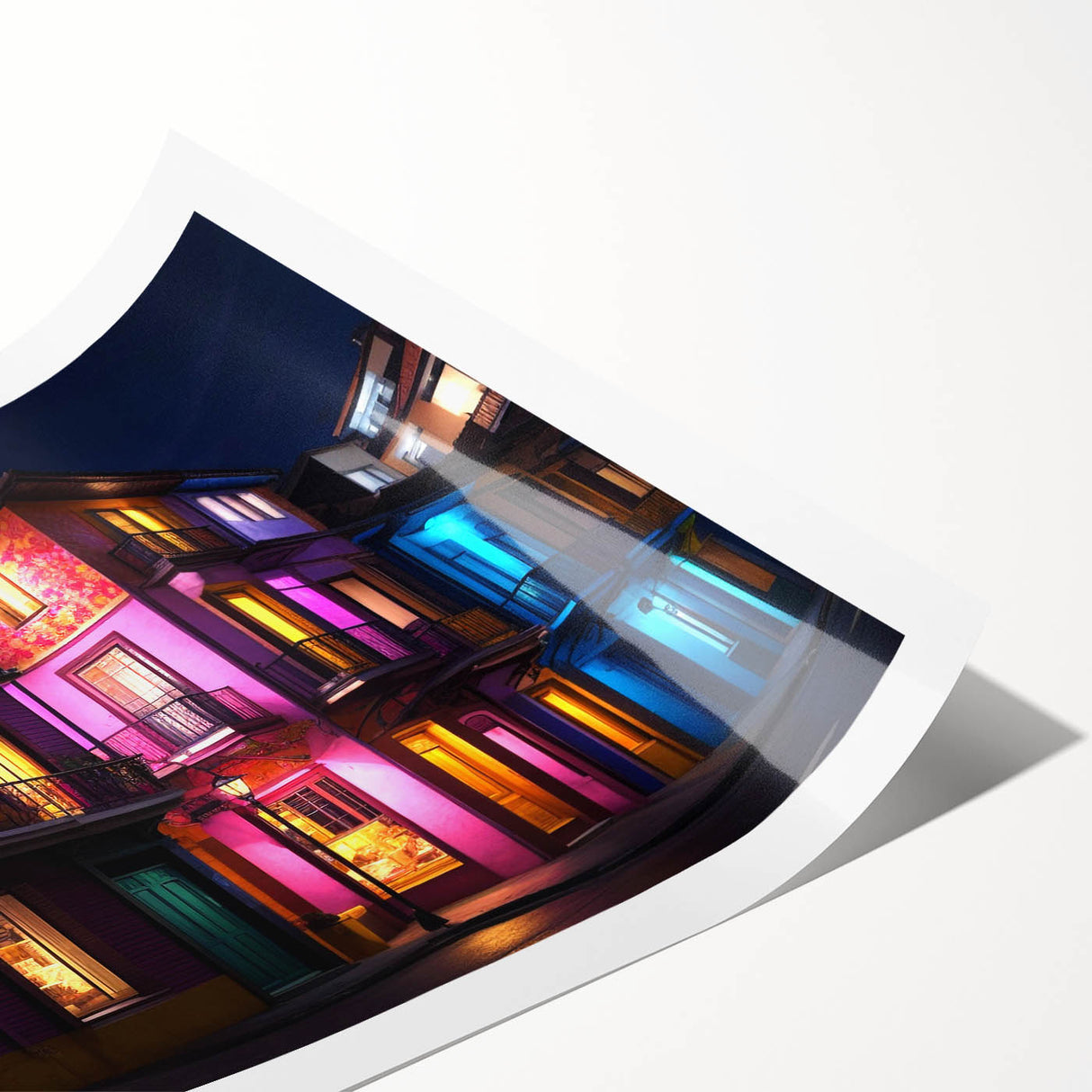 Extra large rolled print featuring line art flowers and a scenic view of Guanajuato, Mexico, in muted earth tones.