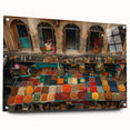 Large abstract wall art of a Middle Eastern scenery in muted earth tones on acrylic glass.