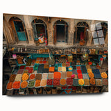 Acrylic print of a large abstract wall art depicting Middle-Eastern scenery in muted earth tones, ideal for dining room art.