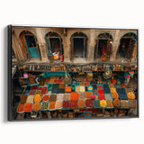 Black and white landscape art painting of a Middle Eastern scenery on framed canvas, suitable for bedroom wall decor.
