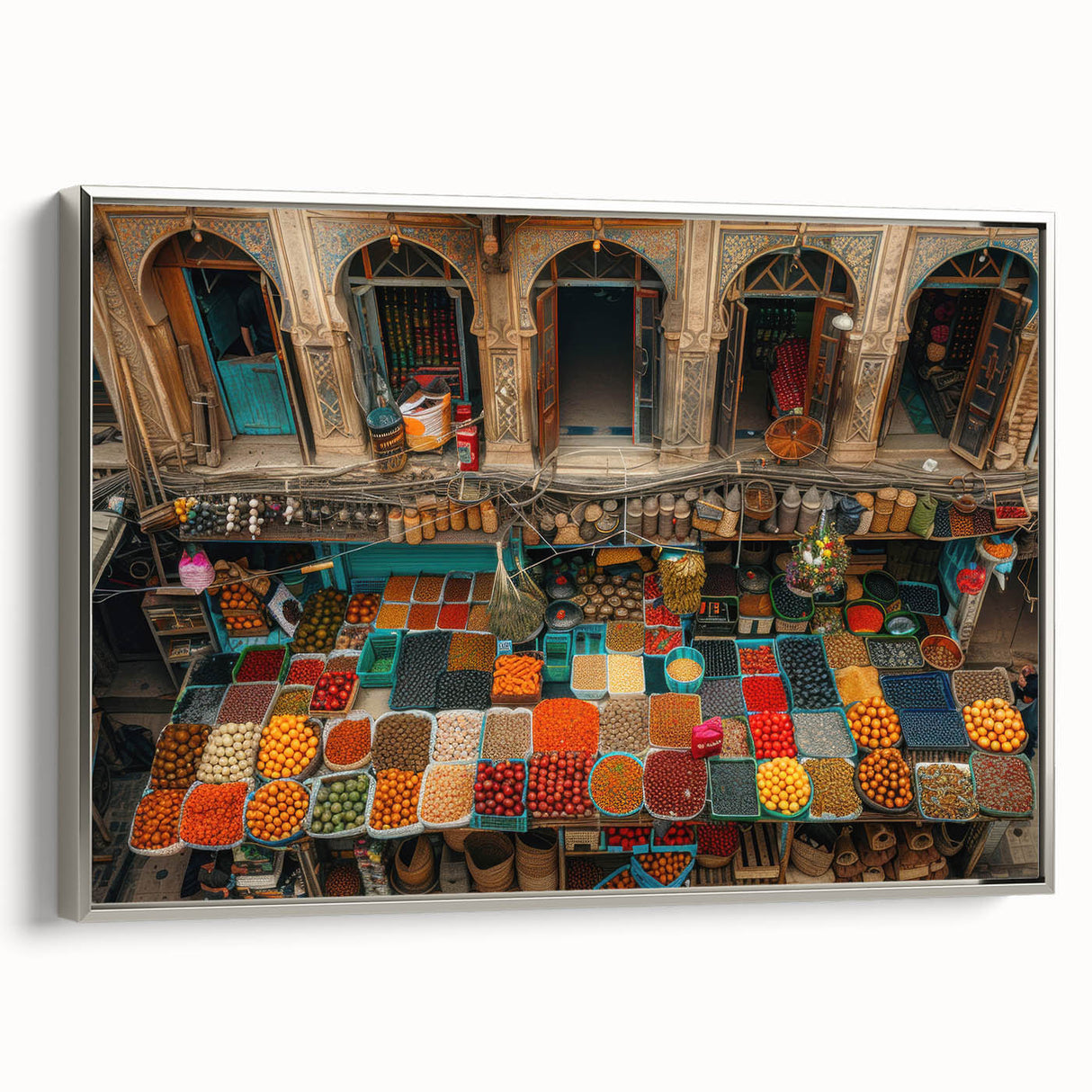 Landscape art painting of a Middle Eastern scenery on a framed canvas.