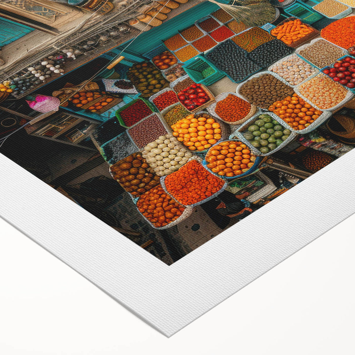Art deco poster featuring a Middle Eastern landscape in muted earth tones on rolled canvas, suitable for dining room decor.