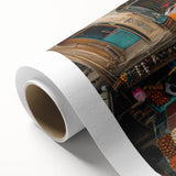 Art Deco poster of a serene Middle Eastern landscape in soft earth tones on rolled canvas, ideal for nursery wall art.