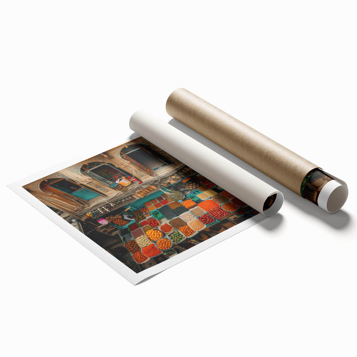 Extra large rolled canvas print featuring a serene Middle Eastern landscape in soft earth tones.