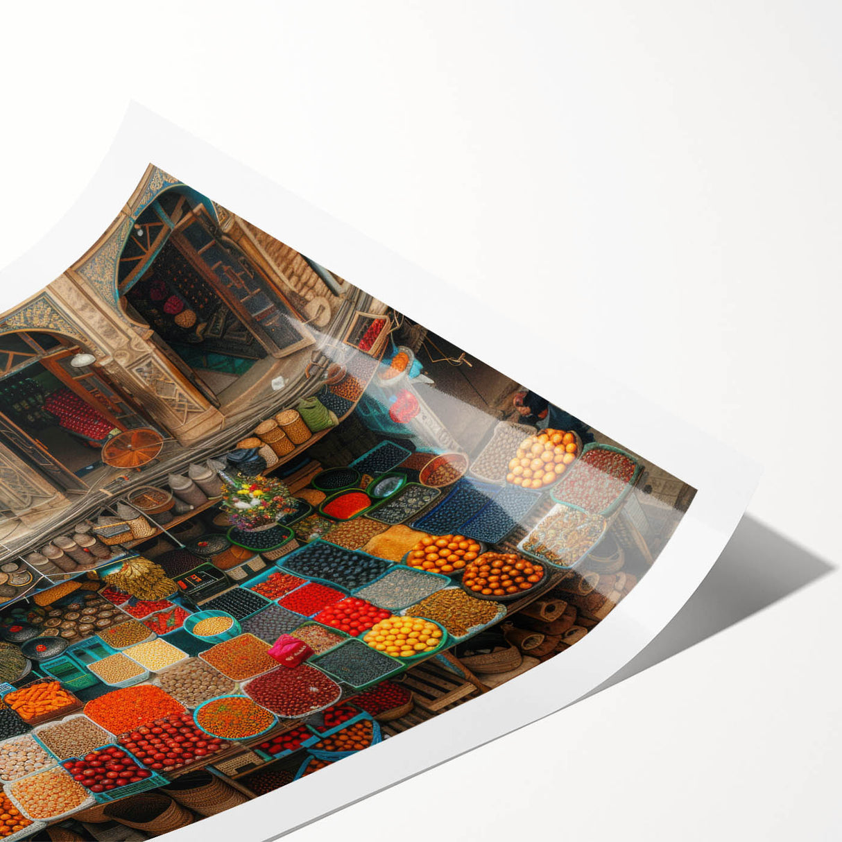 Extra large wall art featuring line art flowers in muted earth tones on a rolled canvas.