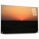 Large abstract wall art depicting Middle Eastern scenery in muted earth tones on acrylic glass.