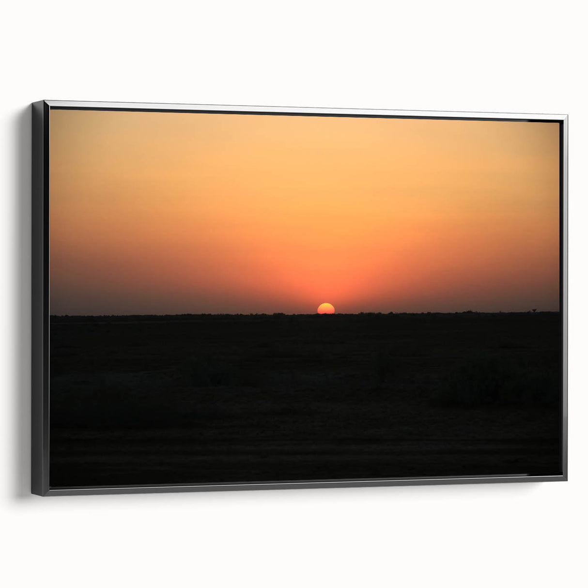 Black and white landscape painting of a Middle Eastern scene on framed canvas, ideal for bedroom wall art.