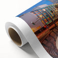 Art Deco style poster of Tel Aviv skyline in pastel shades on rolled canvas, ideal for nursery wall art.