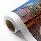 Art Deco style poster of Tel Aviv skyline in pastel shades on rolled canvas, ideal for nursery wall art.