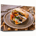 Acrylic print of a Middle-Eastern landscape in muted earth tones, ideal for dining room decor.