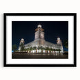 Extra large abstract art print of Middle Eastern scenery in vibrant colors on a textured canvas, framed in black.