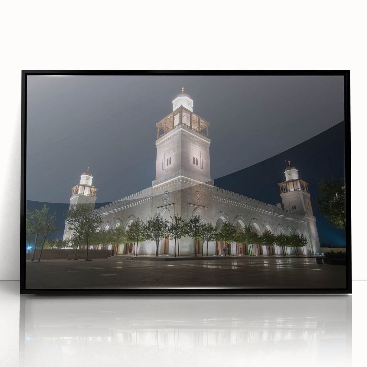 Large abstract wall art depicting a Middle-Eastern Jordanian landscape in muted earth tones on framed acrylic.