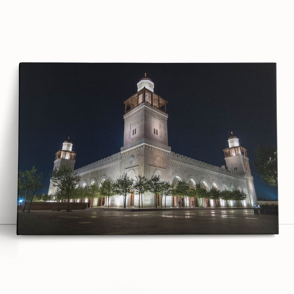 Black and white image of Jordanian scenery on large stretched canvas, ideal for kitchen wall art or bedroom ambiance.