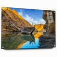 Acrylic print of an abstract Oman landscape in muted earth tones, suitable for bedroom or dining room decor.