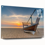 Acrylic glass print of a Middle-Eastern Qatar scenery in earthy tones, suited for bedroom or dining room decor.