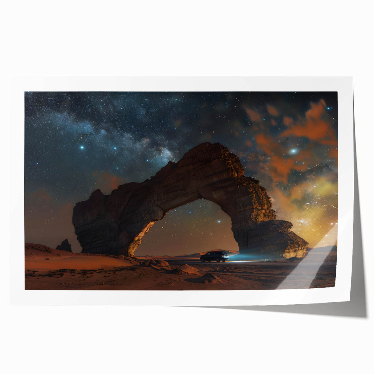 Extra large rolled print of a Middle Eastern landscape in muted earth tones, ideal for art wall dining room.