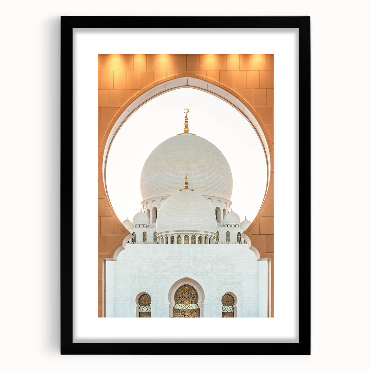 Abstract art print of colorful, textured scenery, in a black frame with mat, ideal for living room decor.