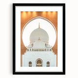 Abstract art print of colorful, textured scenery, in a black frame with mat, ideal for living room decor.