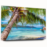 Acrylic print of a large abstract seascape in cool blue and green tones, suitable for bedroom or dining room decor.