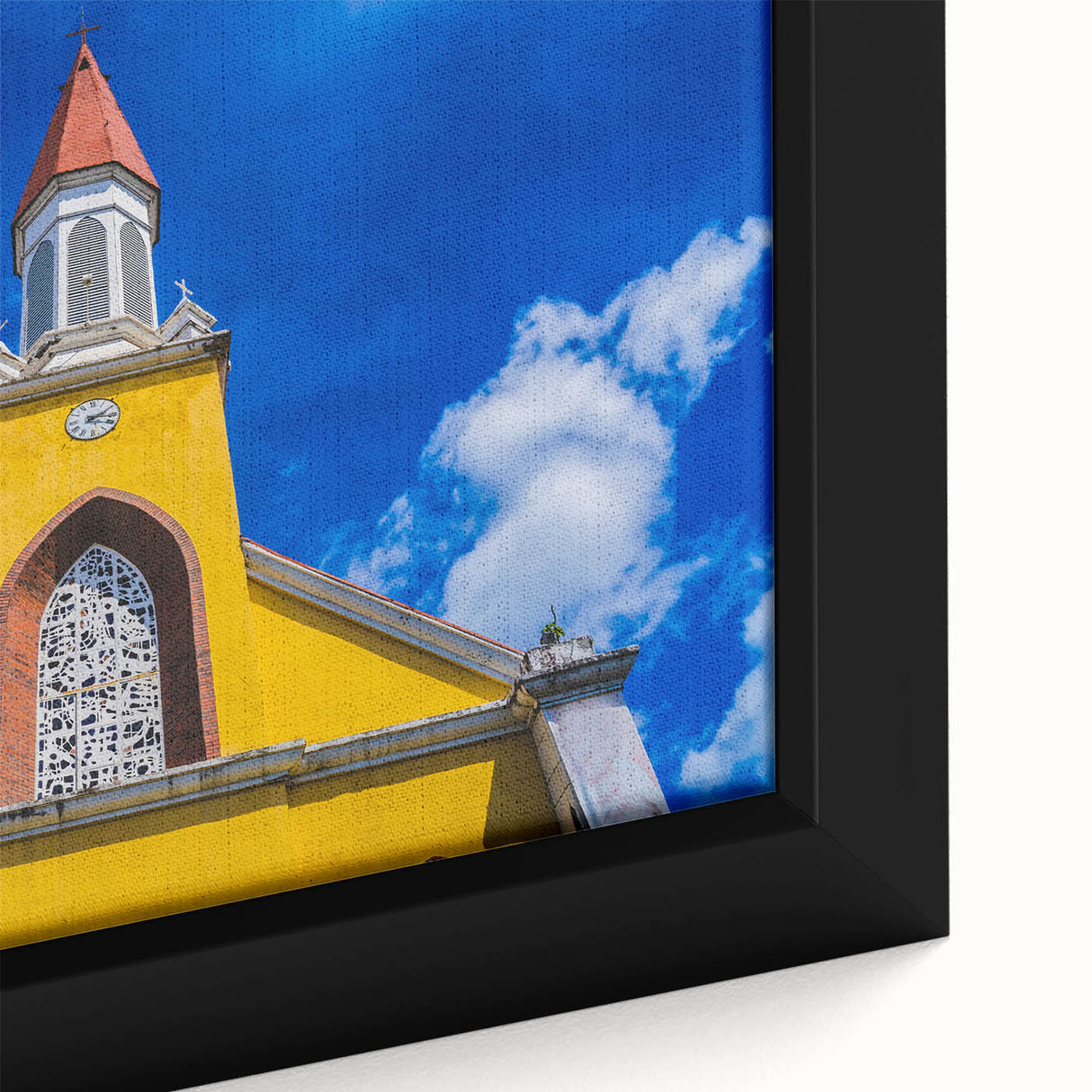 Framed canvas featuring a textured black wall art with colorful Tahitian scenery, ideal for large living room spaces.