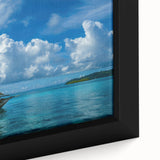 Extra large framed canvas featuring a textured, colorful abstract design on a black background.