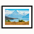 Extra large abstract art print of colorful, textured scenery of Canterbury, New Zealand on a black framed canvas.