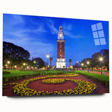 Acrylic print of a large abstract depiction of Buenos Aires in muted blue and gray tones.