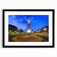 Extra large, textured abstract art print featuring vibrant hues of Buenos Aires scenery on a framed black canvas.
