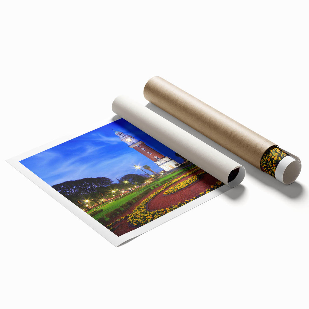 Extra large rolled print of a floral art scene in Buenos Aires, with soft pastel shades, ideal for classy bathroom wall art.