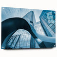 Acrylic print of Santiago skyline with earthy tones and abstract design, suitable for dining room decor.