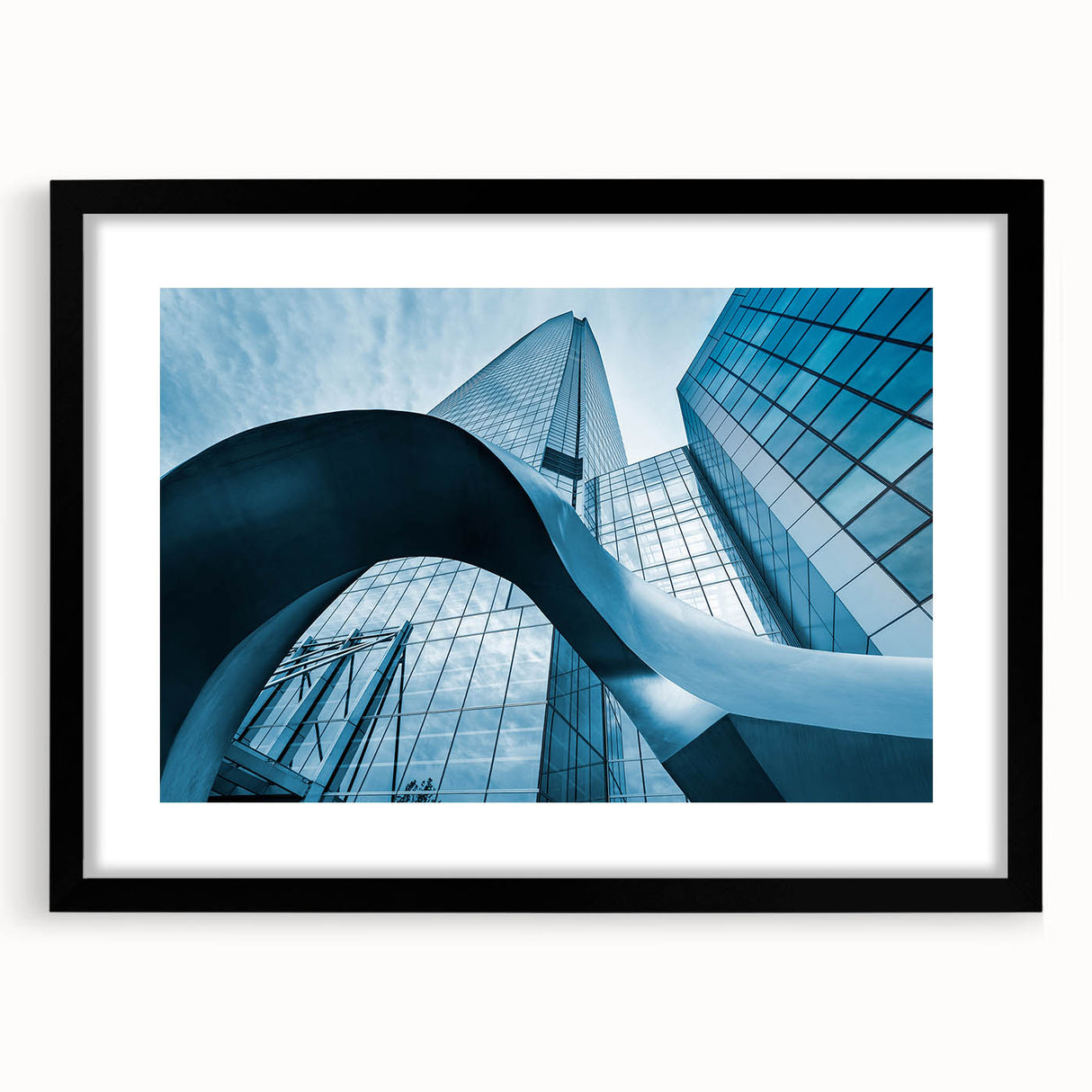 Abstract art print of Santiago skyline in vibrant colors on a large textured canvas, ideal for living room decor.