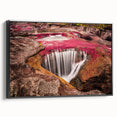 Black and white framed canvas depicting a vintage Colombian landscape, ideal for bedroom wall art.