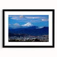 Extra large abstract art print featuring a colorful, textured depiction of a South American scenery, framed in black.