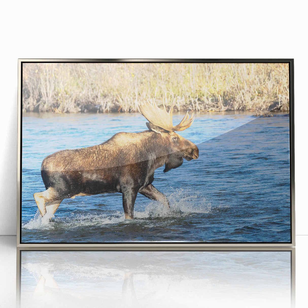 Large abstract wall art depicting Denali, Alaska in muted earth tones on a framed acrylic.
