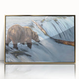 Large art print of an Alaskan landscape in muted earth tones on a framed acrylic, ideal for modern art wall decor.