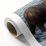 Art Deco style poster of Alaska scenery in cool blue tones, rolled canvas, ideal for nursery wall art.