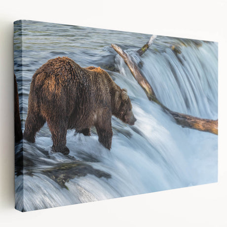 Alaskan landscape on stretched canvas featuring cool muted blues and greens, suitable for kitchen wall art.