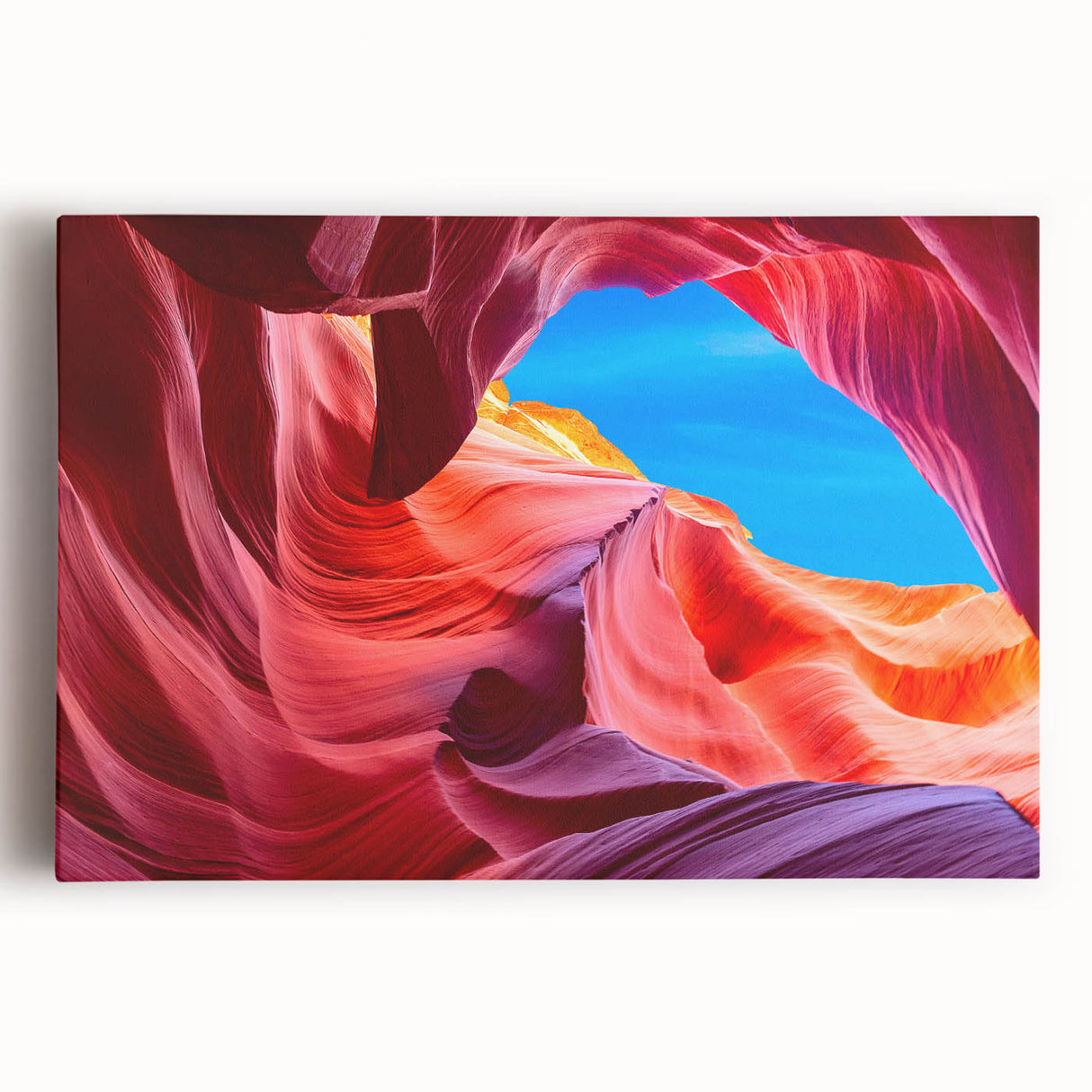 Black and white photograph of Antelope Canyon on stretched canvas, ideal for kitchen wall art.