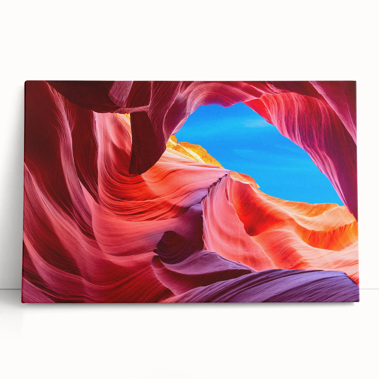 Black and white photograph of Antelope Canyon on a large stretched canvas, ideal for kitchen wall art or bedroom ambiance.