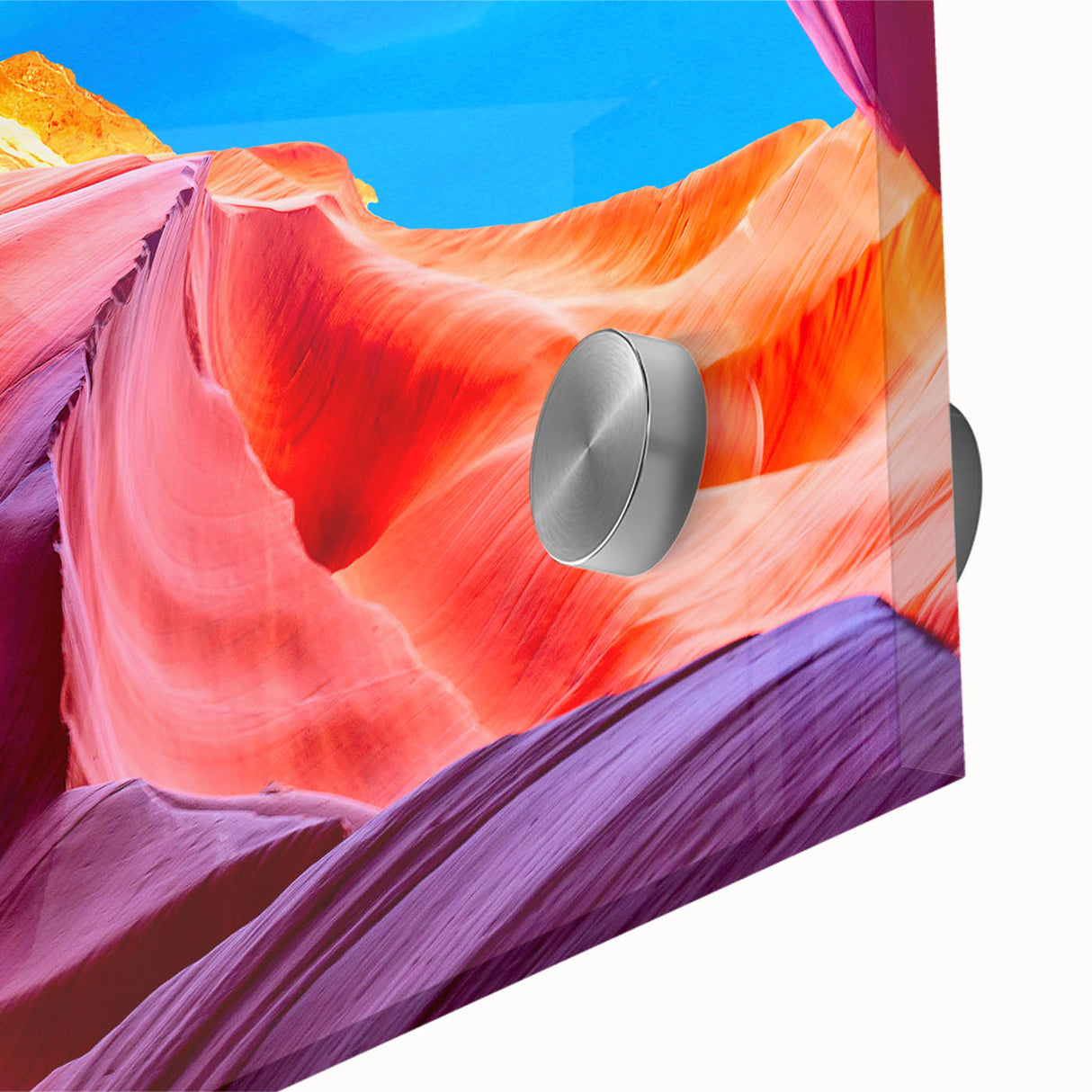Acrylic print of a large abstract depiction of Antelope Canyon in Arizona, using earth tones, ideal for dining room art.