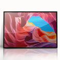 Large abstract wall art depicting Arizona's Antelope Canyon in muted earth tones on a framed acrylic.