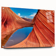Acrylic print of Arizona's Coyote Buttes with earthy red and orange tones, suitable for bedroom or dining room decor.