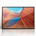 Large abstract wall art depicting Arizona's Coyote Buttes in muted earth tones on a framed acrylic.