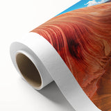 Art deco poster of Arizona's Coyote Buttes in pastel shades on rolled canvas, ideal for nursery wall art.