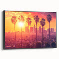 Black and white landscape art painting of Beverly Hills, printed on framed canvas, ideal for bedroom wall decor.