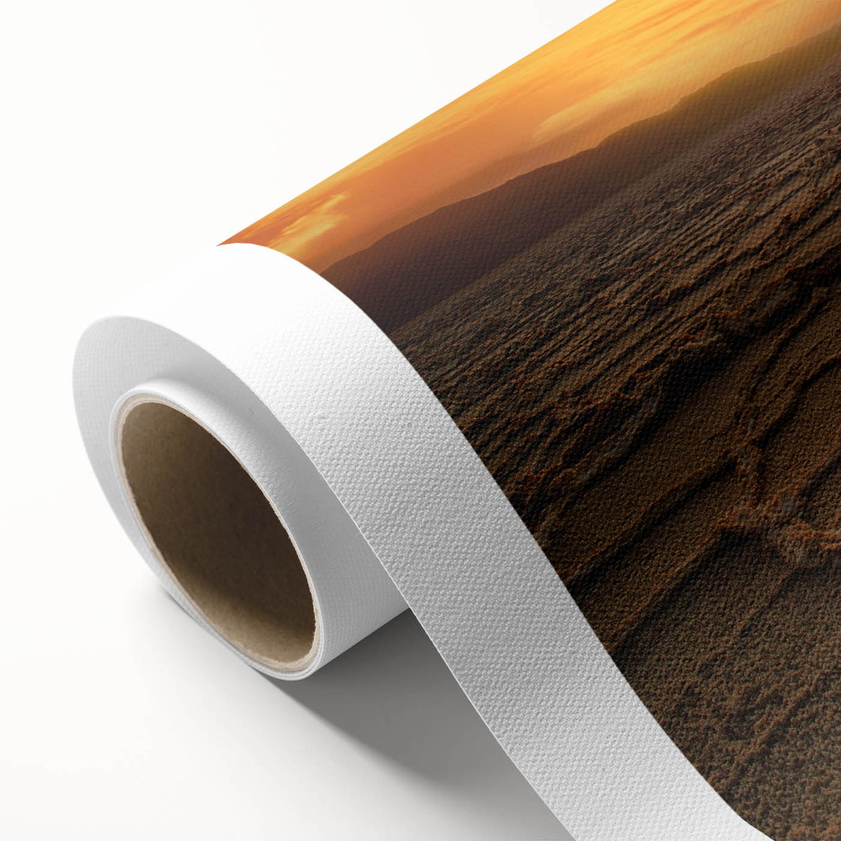 Art deco poster of Death Valley scenery in muted earth tones on rolled canvas, ideal for dining room wall art.