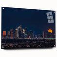 Acrylic print of a large abstract depiction of the Los Angeles skyline in vibrant hues.
