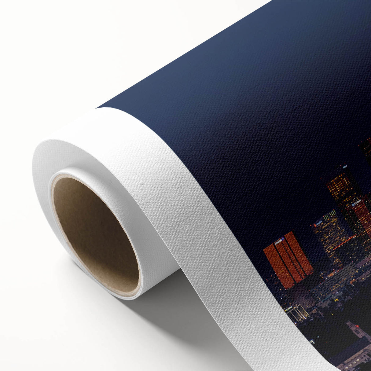 Art Deco poster of Los Angeles skyline in pastel shades on rolled canvas, ideal for nursery wall art.