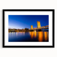 Extra large abstract art print of Sacramento scenery in vibrant colors on a textured canvas, framed in black.
