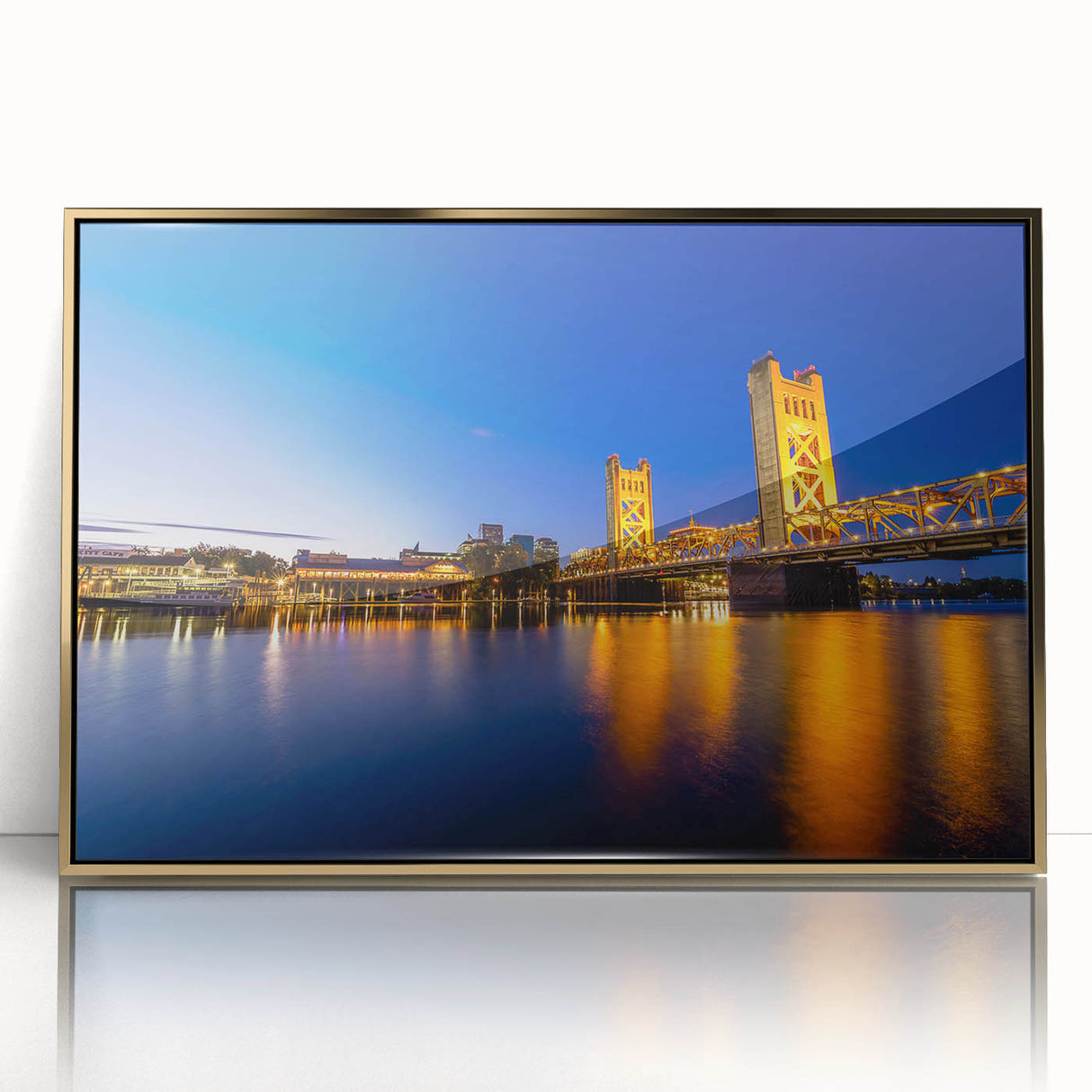 Large art print of Sacramento scenery in mid-century modernist style.